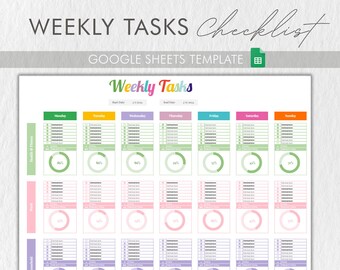 Colorful Tasks and Chores Chart: Goal Planner Google Sheets (Digital File)