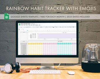 2025 Habit Tracker: Colorful Goal Planner Google Sheets (Digital File)