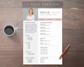 Professional Resume Template with Photo, Minimalist Creative CV Template, MS Word Curriculum Vitae & Cover Letter Template, Instant Download