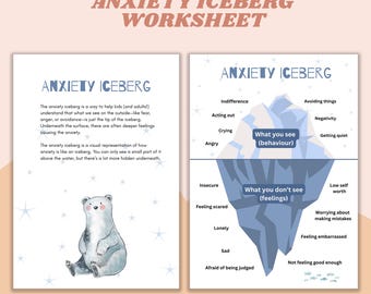 Anxiety Iceberg Worksheet: Therapy Tool for Children & Teens (PDF Download)