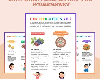 Kids Nutrition & Mental Wellness Worksheet: Mindful Eating Tool (PDF Download A4/US Letter Format)