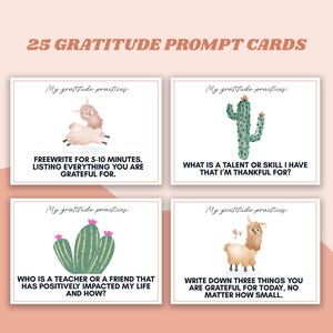 25 cartes d'exercices de gratitude, cartes de gratitude quotidiennes, idées de gratitude pour les enfants et les adolescents, exercice de conscience de soi, exercices pour le bonheur