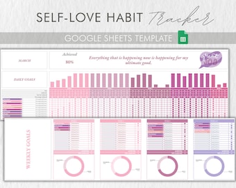 Self-Love Habit Tracker: Customizable Google Sheets Template (Digital File)