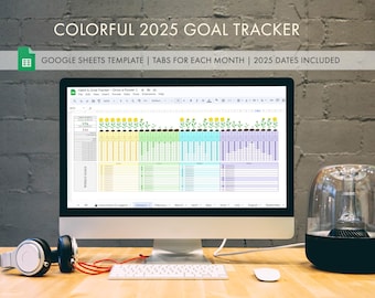 2025 Goal Tracker: Habit Spreadsheet Template for Google Sheets (Digital File)
