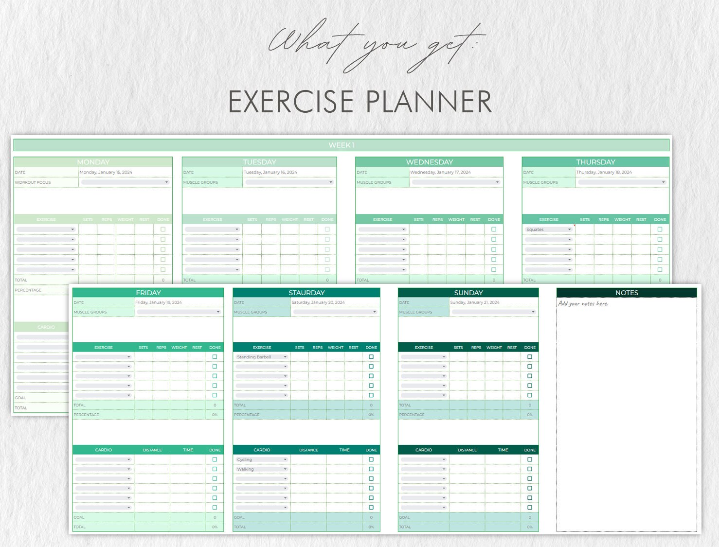 Fitness Google Sheets Template, Meal Planner Spreadsheet, Weight Loss