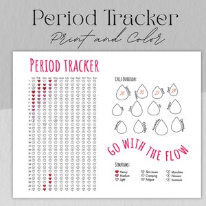 Afdrukbare menstruatie-tracker, menstruatielogboek, leuk menstruatiedagboek, maandelijkse menstruatiegrafiek, cycluslengtegrafiek, ovulatie-menstruatiedagboek