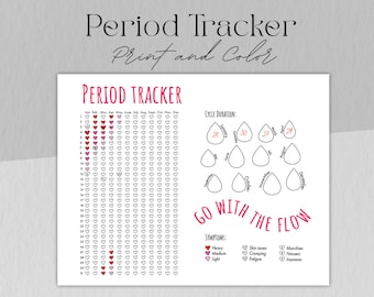 Printable Period Tracker, Period Log Template, Cute Period Journal, Monthly Period Chart, Cycle Length Chart, Ovulation Menstruation Diary