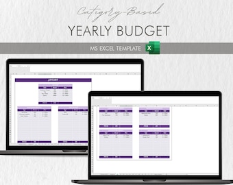Beginner's Budget Excel Spreadsheet: Monthly & Yearly Income Expense Tracker (Digital File)