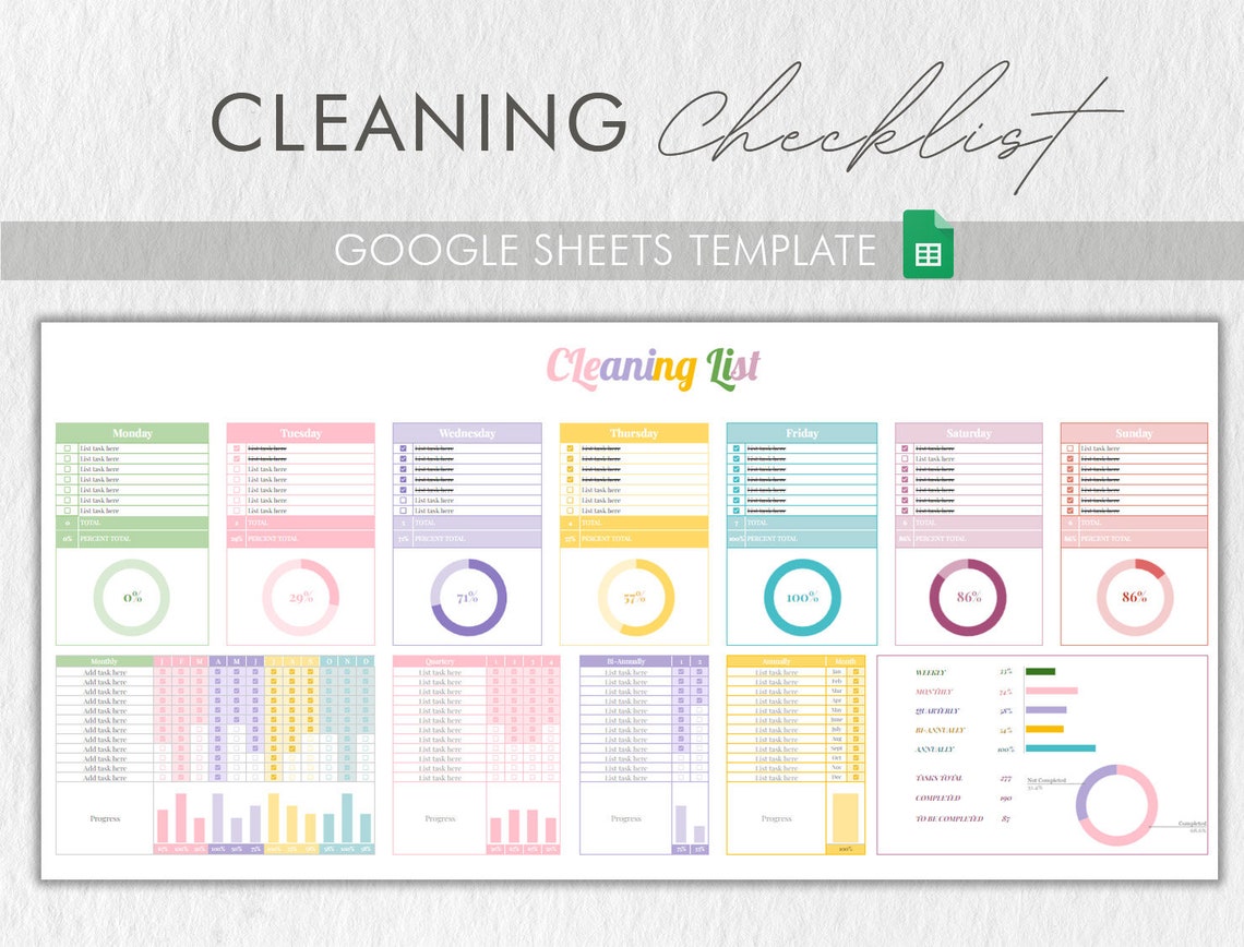 Cleaning Checklist Google Sheets Template: Household Chores Planner ...
