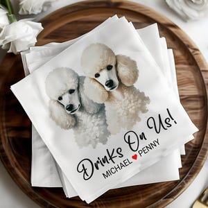 Custom Pet Cocktail Napkins, Personalized Wedding Favors, Dog Wedding Decor, Elegant Wedding Napkins, Pet Lovers, Pet Themed Wedding