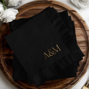 Custom Foil Cocktail Napkin, Custom Monogrammed Initials Napkin, Custom Wedding Napkin, Elegant Monogram Napkin, Custom Initial Napkin