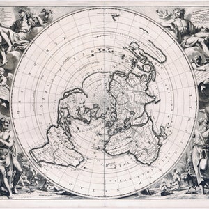1713 Mappa Mundi World Map Cassini Planisphere Digital Download