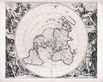 1713 Mappa Mundi World Map Cassini Planisphere Digital Download