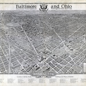 Panorama Ansicht von Washington DC Birds Eye Historische Karte 1923 Digital Download