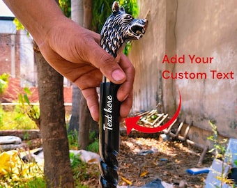 Bâton de marche tête de loup en laiton, canne en bois torsadée noire, accessoire de créateur gothique