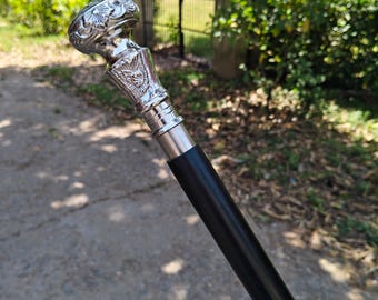 Bastón de madera con mango de latón estilo vintage / Bastón de caballero / Regalo para papá / Regalo para él