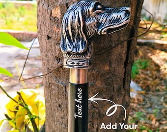 Vintage Wooden Walking Stick - Dog Handle Antique Nautical Style Handmade Walking Cane - Gift for Father Grandpa - Home Decor