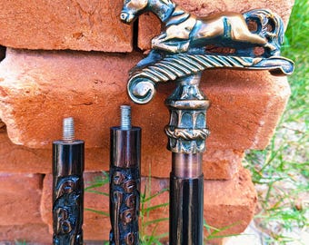 Antique Style Handmade Horse Handle Wooden Walking Stick - Gifts for Him, Fathers Day Gift Walking Cane