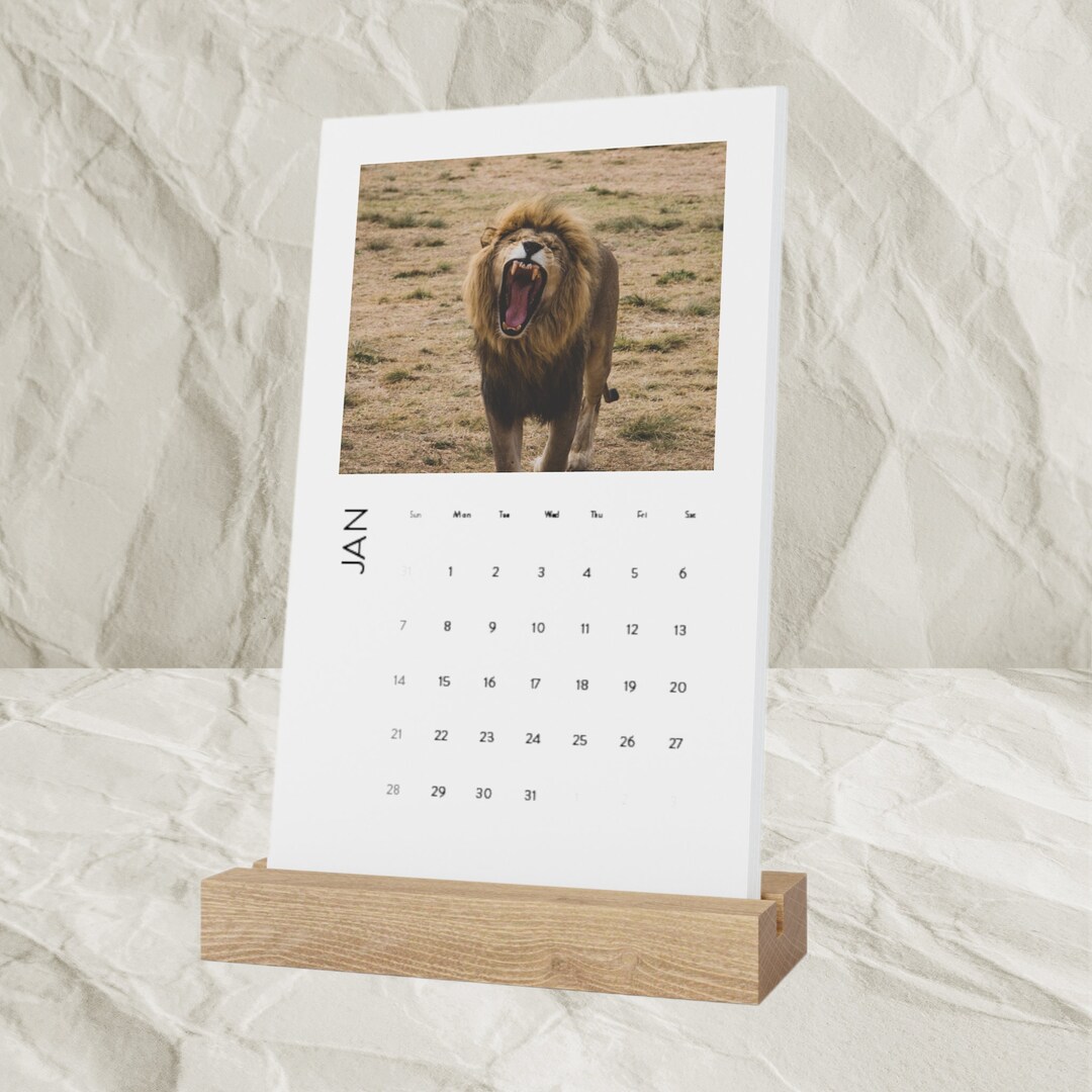 2024 Vertical Desk Calendar With Animal Kingdom Desk Calendar Etsy