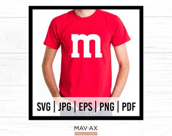 Letter m Artwork - Svg, Eps, Png, Pdf, Jpg - M&M digital download, cricut cut file, halloween costume svg, m tshirt design, vector file
