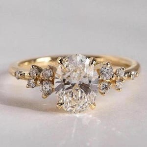 2 CT Oval Moissanite Diamond Wedding Engagement Ring Sterling Silver Ring Antique Solitaire Ring Oval Moissanite Anniversary Ring For Women