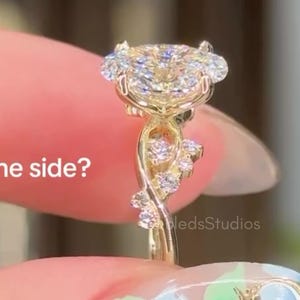 4 CT Oval Cut Moissanite Diamond Engagement Ring 14K Yellow Gold Nature Inspired Twisted Band Wedding Ring Anniversary Gift Ring For Women