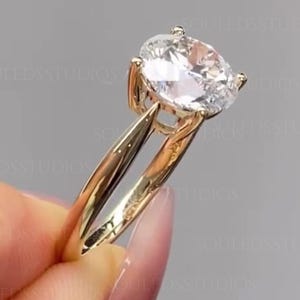3 CT Round Cut Moissanite Engagement Ring, 18K Gold Solitaire Classic Statement Ring, Handmade Modern Jewelry, Custom Anniversary Gift Women