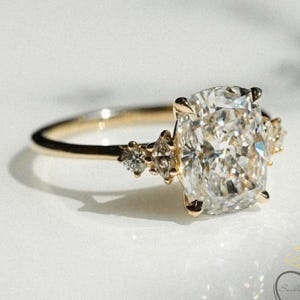 2.50 CT Cushion Cut Moissanite Engagement Ring 14K Gold Wedding Ring Cushion Promise Ring 925 Silver Ring Anniversary Gift For Women