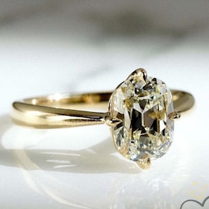2 Ct Old mine Cushion Cut Moissanite Engagement Ring, 14k Solid Gold Solitaire Wedding Ring, Moissanite Anniversary Ring, Old Mine Cushion