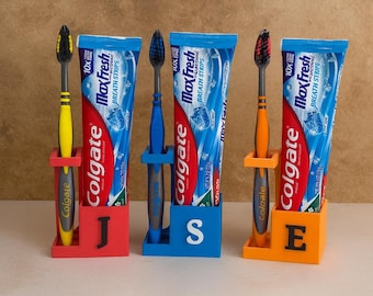 Personalized 3D Printed Toothbrush Holder • Custom Name Character Colors