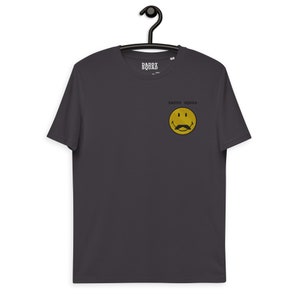 Daddy Squad geborduurd Smiley Face Moustache :) T-shirt van biologisch grijs katoen, gratis verzending wereldwijd