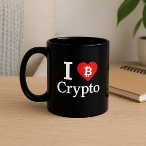 I Love Crypto Mug: Funny Bitcoin Coffee Cup - Crypto Trader Gift