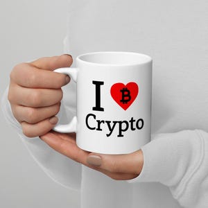 I Love Crypto Mug: Bitcoin Enthusiast Coffee Cup