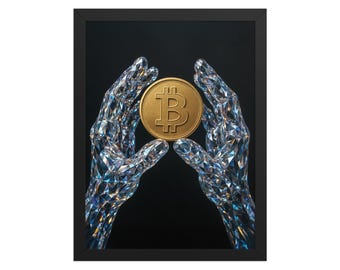Tableau Bitcoin Motivational - Impression Sur Toile Moderne | Neuf - Décoration Murale Géométrique