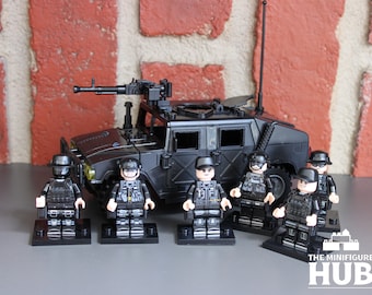 Black Military Humvee w. Inspired Minifigures - Modern Military Squad