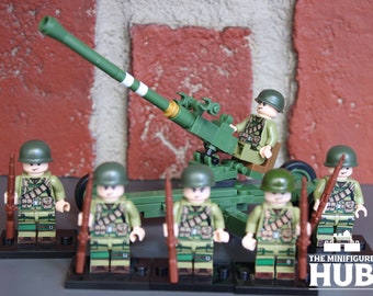 WWII US Artillery Inspired Minifigures - WWII Military Squad