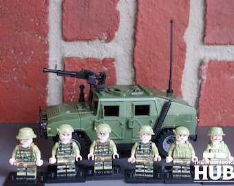 Green Military Humvee w. Inspired Minifigures - Modern Military Squad