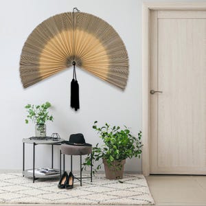 Bamboo Wall Fan, Bamboo Giant Fan, Bamboo Folding Fan, Vintage Wall Decor, Boho Wall Fan, Bamboo Headboard Wall Hanging, Handmade Gift