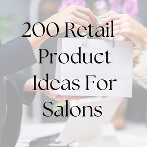 May include: A white shopping bag with the text "200 Retail Product Ideas For Salons" and "By: Sassy Nails Boutique" on it. The bag is being handed to a customer.