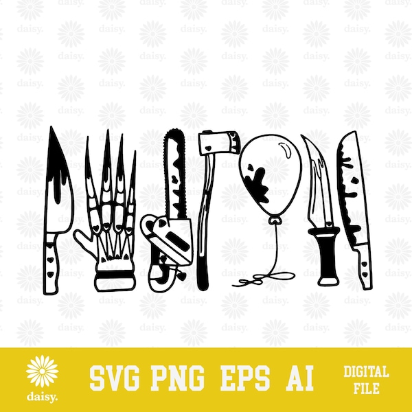 Horror Movie Items Halloween SVG PNG EPS | Cricut Clipart Cutfile Print Vector