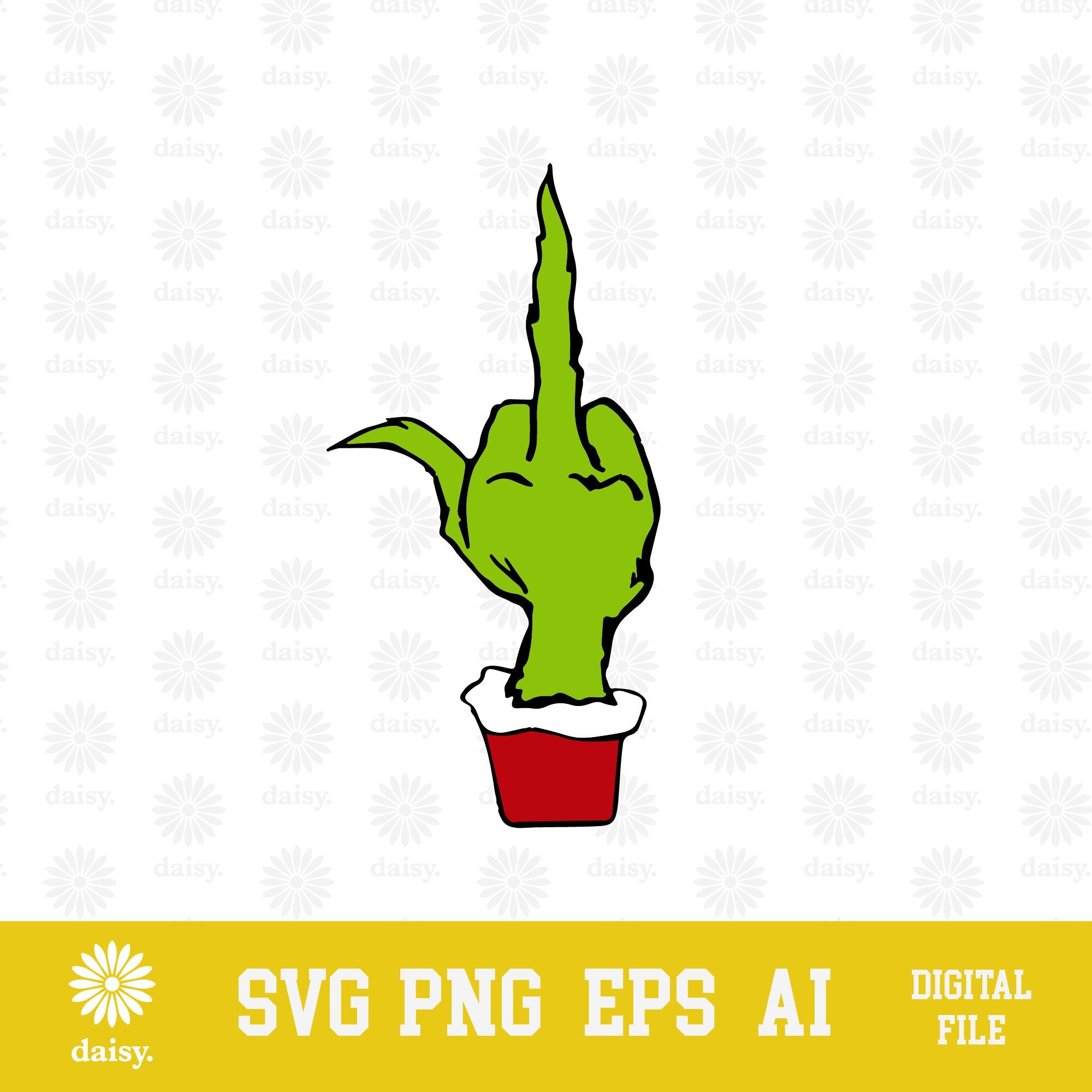 Grinch Middle Finger SVG PNG EPS Funny Christmas Design Cricut Clipart