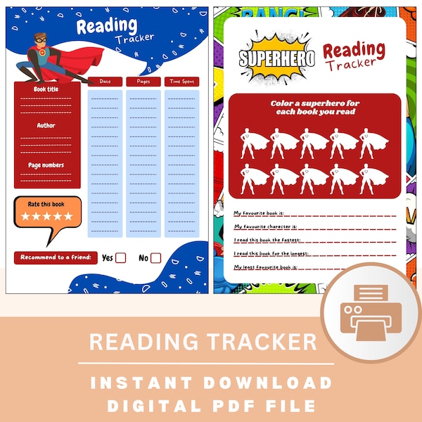 Kids reading progress tracker, Kids Reading tracker, Kids printable reading tracker, Daily reading tracker for kids, Kids activity tracker