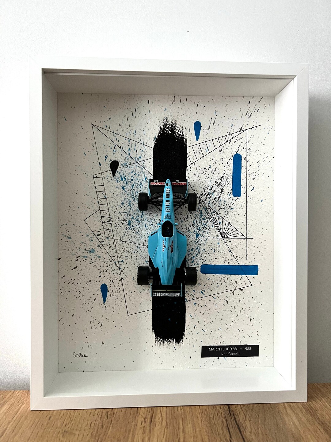 F1 Model Car Handmade Framed Artwork - March Judd 881 1988