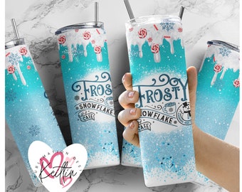 Frosty's snowflake cafe 20 oz skinny tumbler | Cute snowman sublimation | Christmas time Sublimation Tumbler png | Download