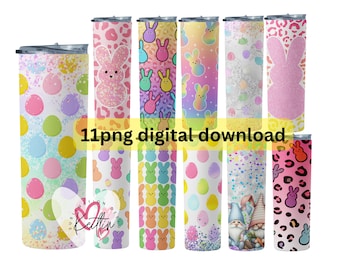 Paasbeker png-bundel, paasbestseller bekersublimatieontwerpen, Bunny Tumbler Wrap, paassublimatieontwerp digitale download