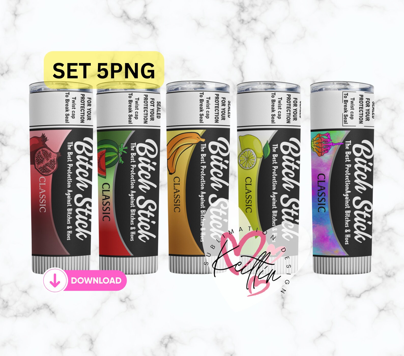 Bitch Stick Chapstick bundle, protection against bitches & hoes tumbler, 20oz tumbler download, digital design, Sublimation, Bestseller