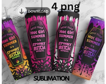Move over HOT girl summer 2oz tumbler Rainbow neon  | Spooky Bitch | Spooky season tumbler| Sublimation png | Halloween Download, SET 4