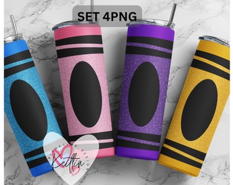 Wax colorful crayons pen tumbler design | Custom pen wrap | add own name Students book design | 20oz design | Sublimation Designs