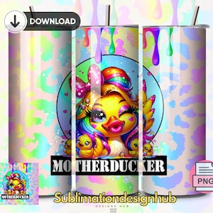Funny Duck Tumbler Wrap, 20 Oz Sublimation PNG, Adult Humor, Farm Animal Country Design, Motherducker,  Download PNG, Design 20oz Tumbler
