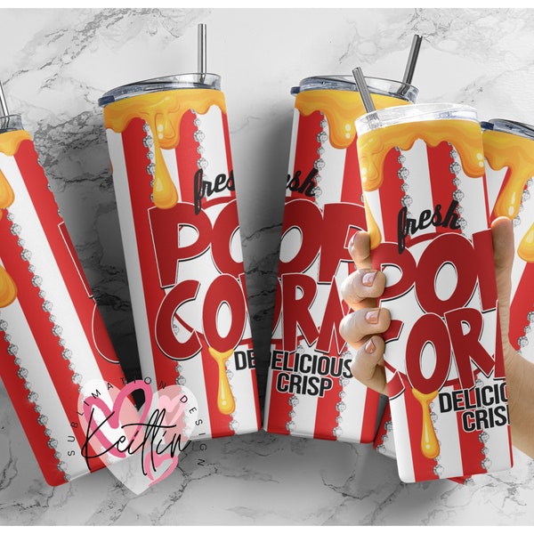 Popcorn frais délicieux et croustillant Tumbler Wrap, Fromage dégoulinant, Popcorn Tumbler, Popcorn and Movies Tumbler, Movie Tumbler Wrap